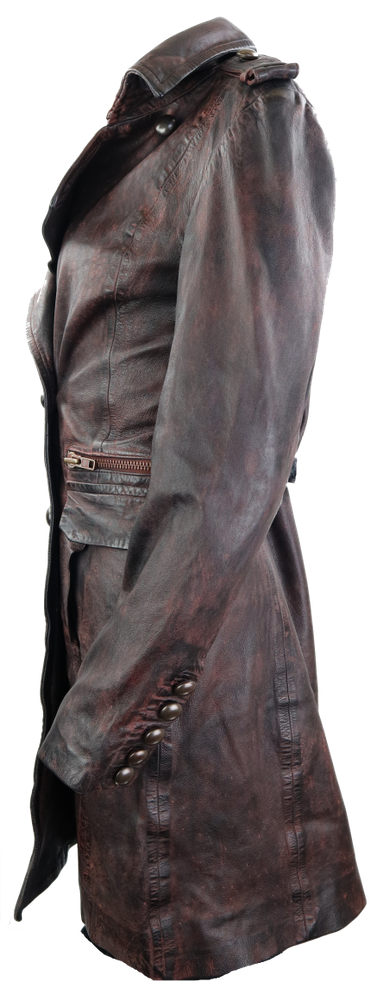 Ladies leather coat Mang-1, dark brown vintage in 1 colors, Bild 2