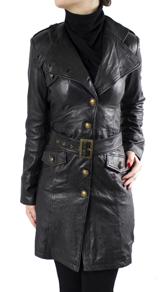 Ladies leather coat Sera, black in 2 colors, Bild 2