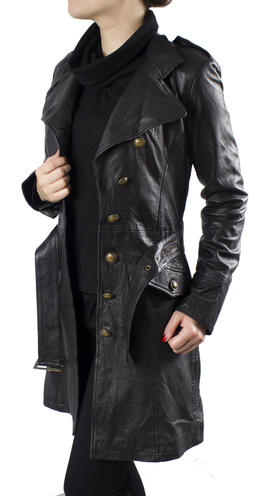Ladies leather coat Sera, black in 2 colors, Bild 3