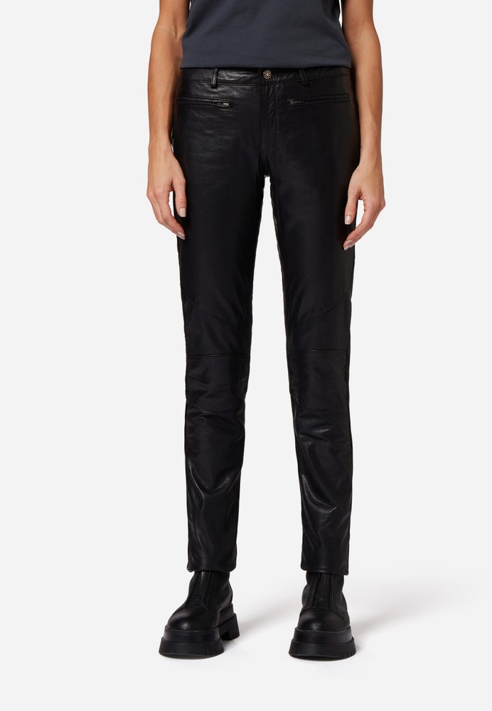 Ladies leather pants Donna II, black in 3 colors, Bild 1