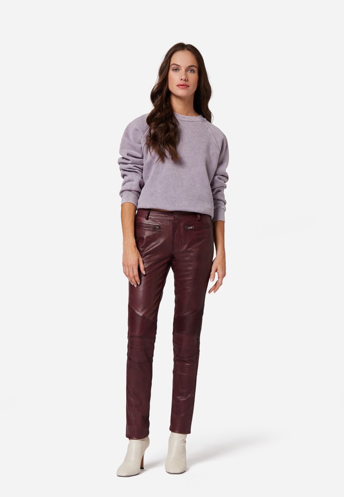 Ladies leather pants Donna, blackberry in 7 colors, Bild 2