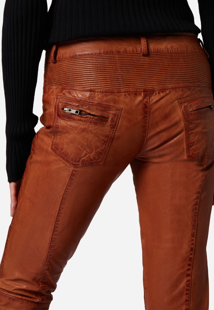 Ladies leather pants Donna, Cognac Brown in 7 colors, Bild 5