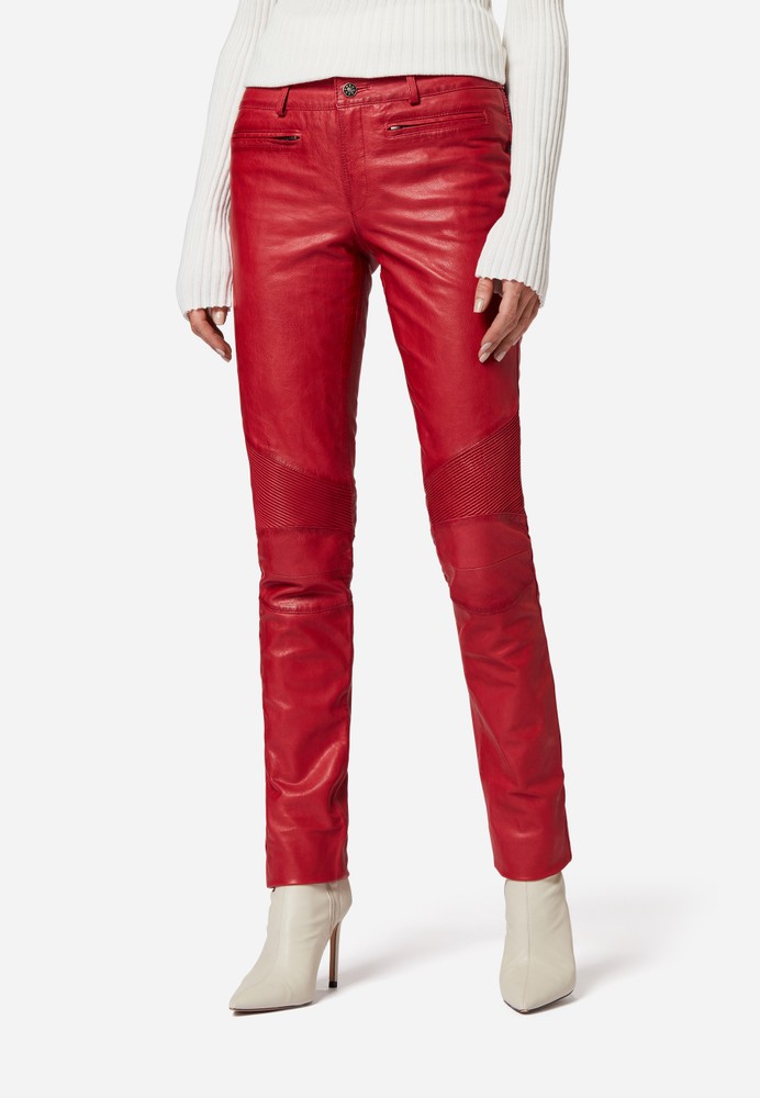 Ladies leather pants Donna, red in 7 colors, Bild 1