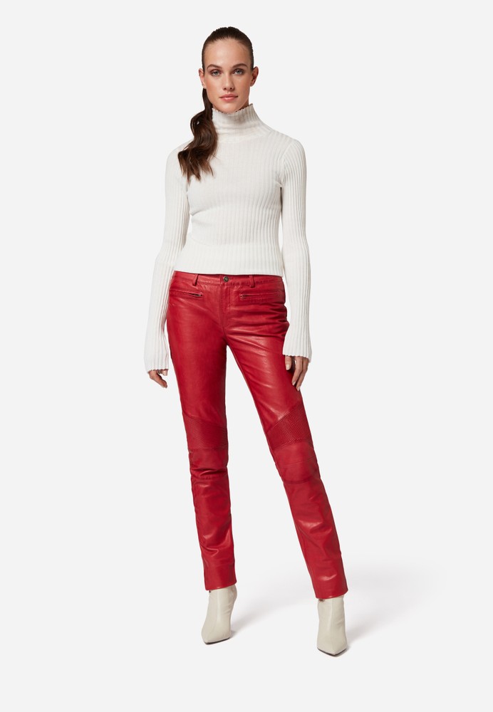 Ladies leather pants Donna, red in 7 colors, Bild 2