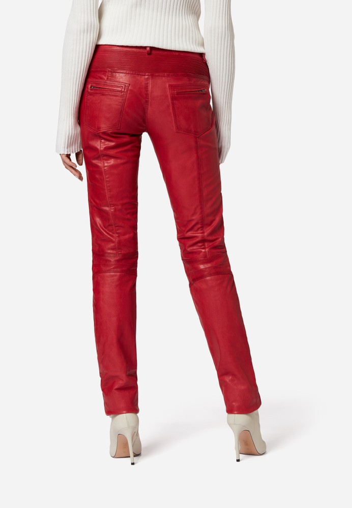 Ladies leather pants Donna, red in 7 colors, Bild 3
