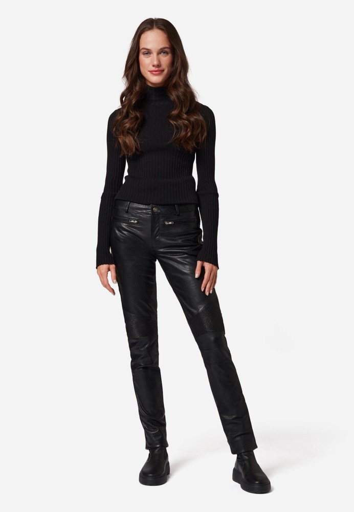 Ladies leather pants Donna, black in 7 colors, Bild 2