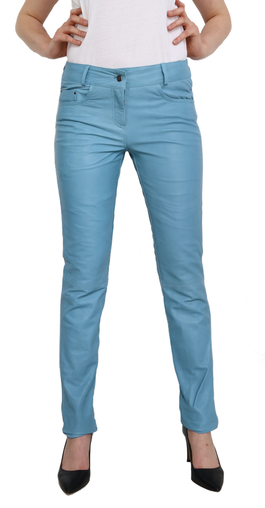 Ladies leather pants Dorin, blue in 6 colors, Bild 1