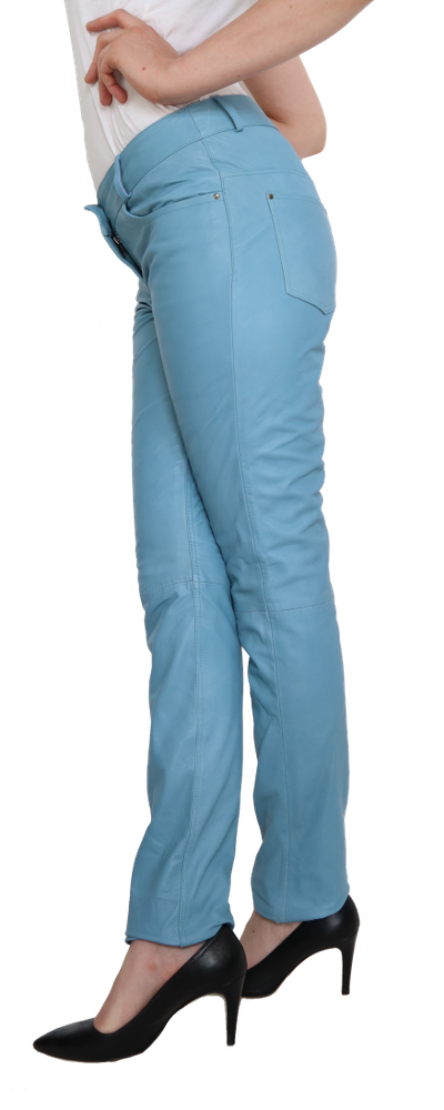 Ladies leather pants Dorin, blue in 6 colors, Bild 2