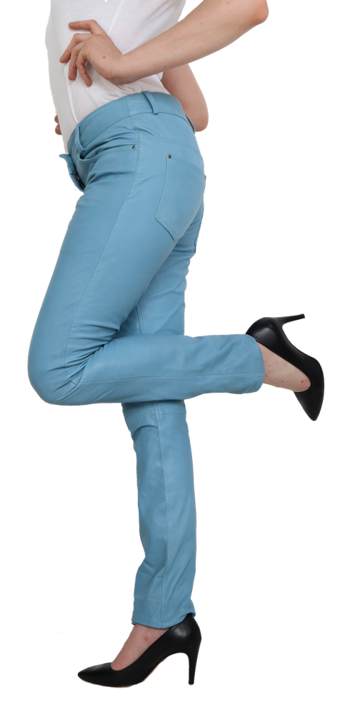 Ladies leather pants Dorin, blue in 6 colors, Bild 3