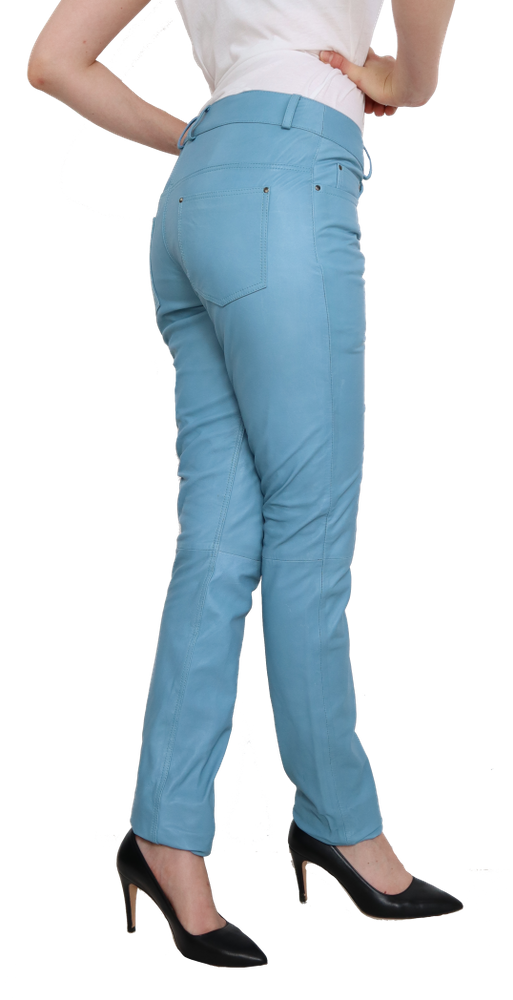 Ladies leather pants Dorin, blue in 6 colors, Bild 4