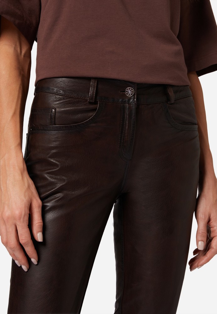 Ladies leather pants Dorin, brown in 6 colors, Bild 4