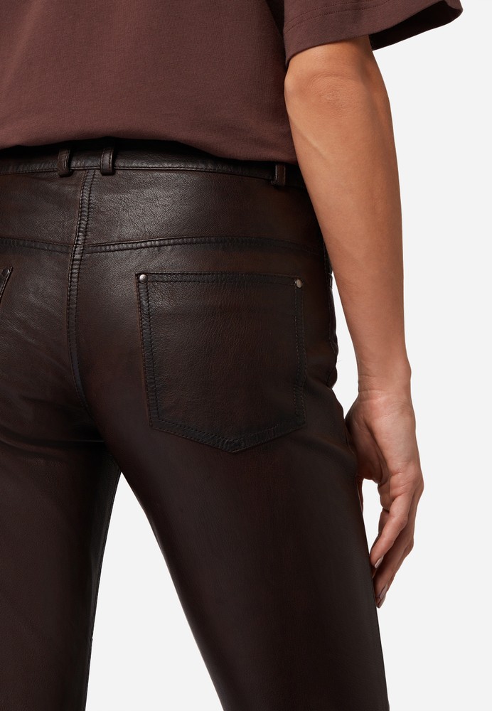 Ladies leather pants Dorin, brown in 6 colors, Bild 5