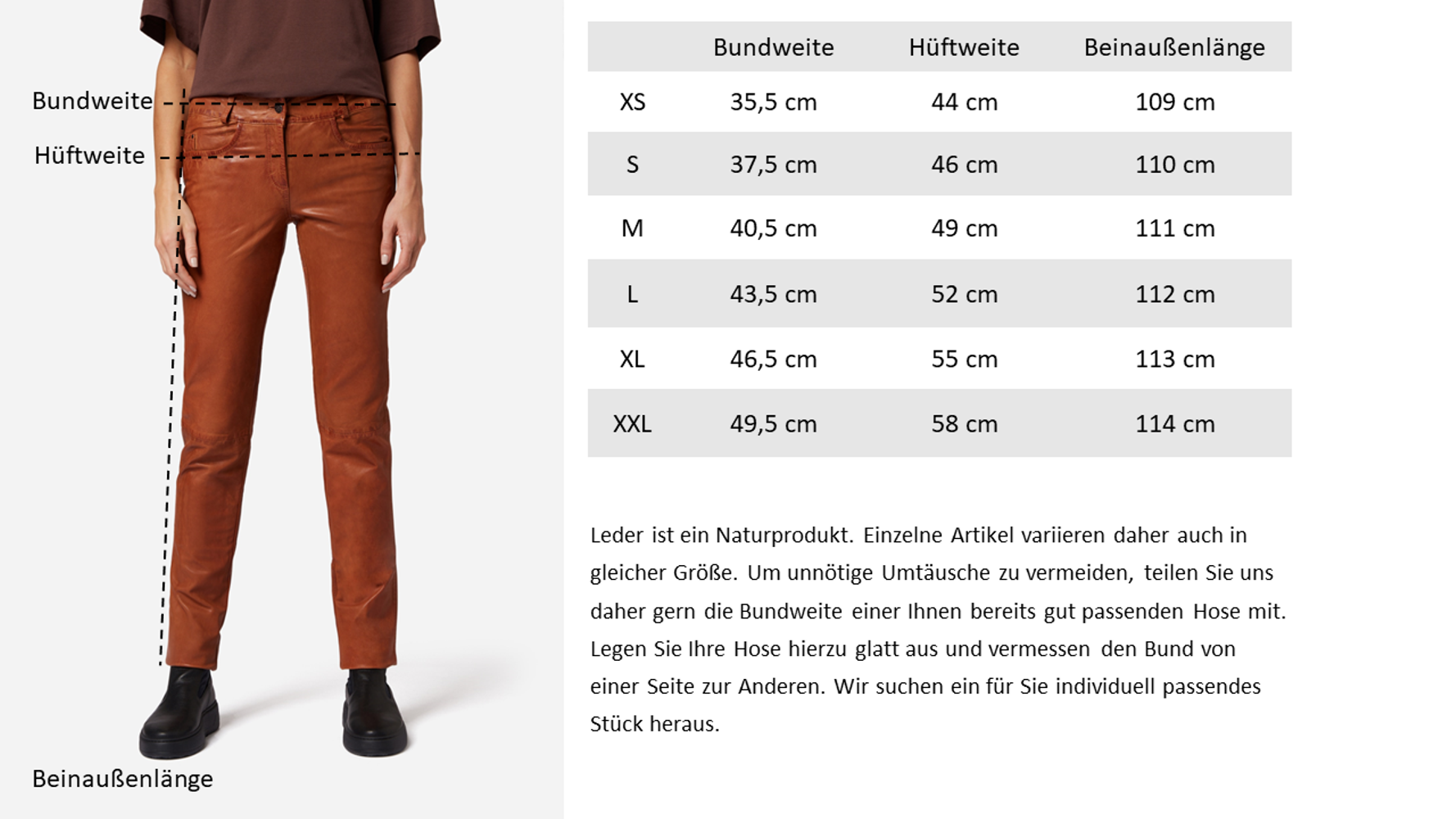 Ladies leather pants Dorin, Cognac Brown in 6 colors, Bild 6