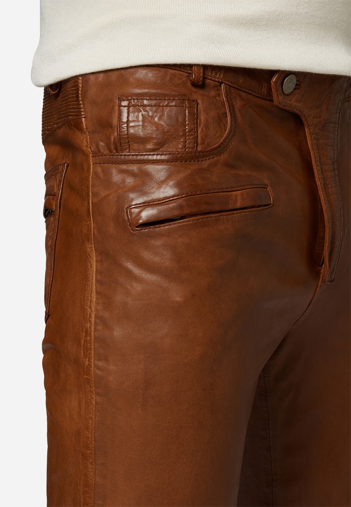 Men's leather pants Franklin, Cognac Brown in 3 colors, Bild 4