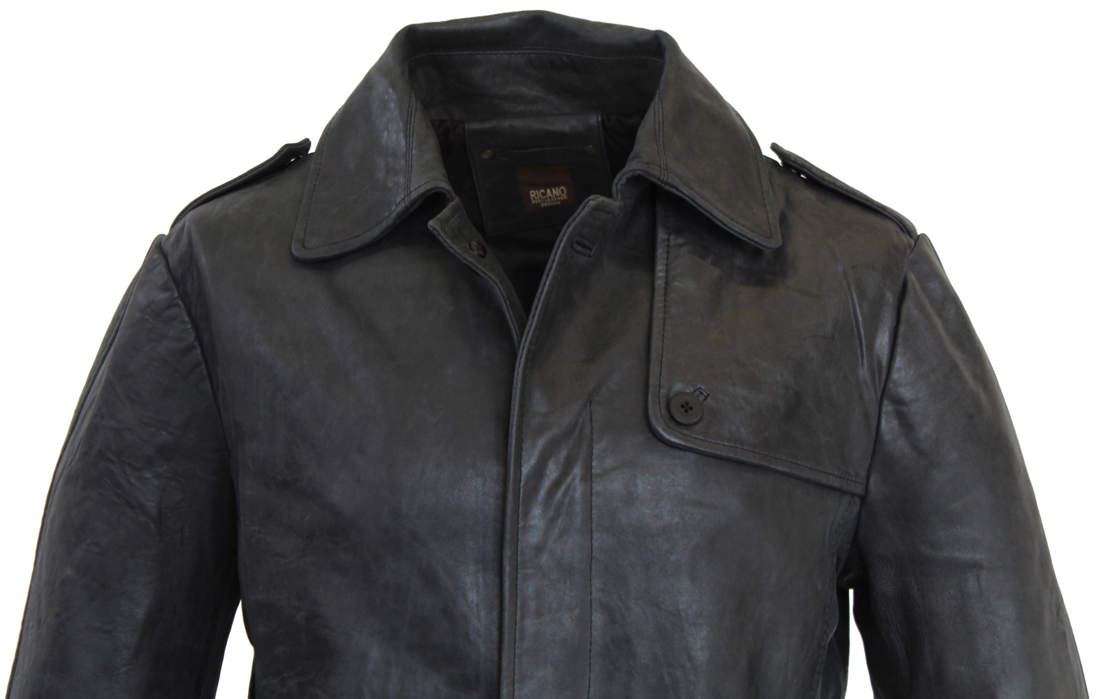 Men's leather coat George, black in 2 colors, Bild 2