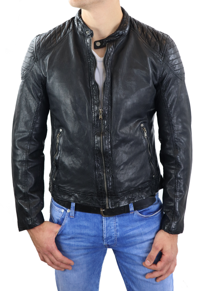 Men's leather jacket Gerry, black in 2 colors, Bild 5