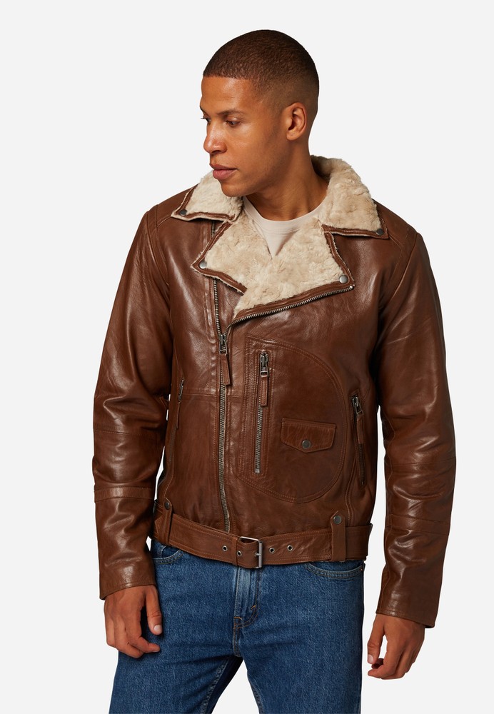 Men's leather jacket Harlem, cognac in 2 colors, Bild 1