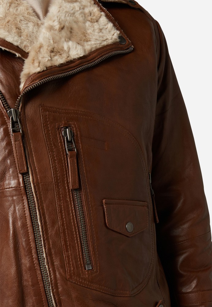 Men's leather jacket Harlem, cognac in 2 colors, Bild 3