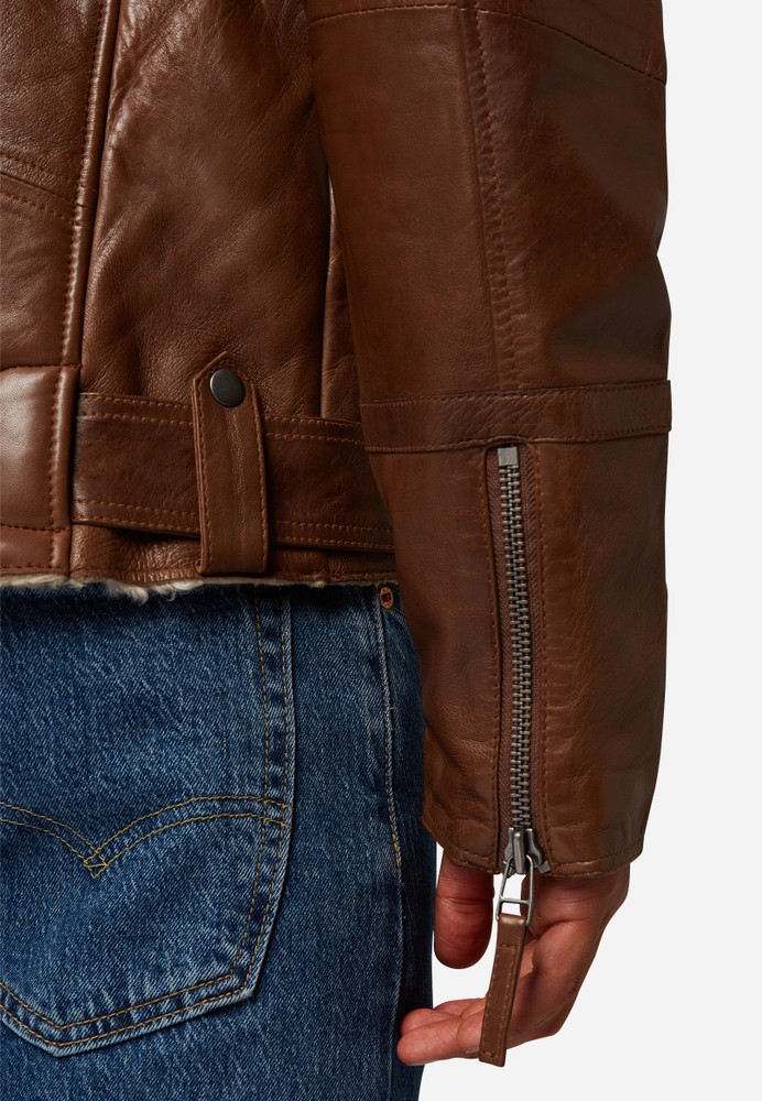 Men's leather jacket Harlem, cognac in 2 colors, Bild 4