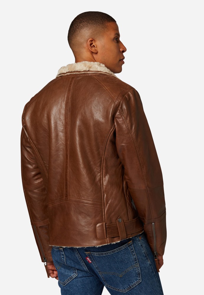 Men's leather jacket Harlem, cognac in 2 colors, Bild 5
