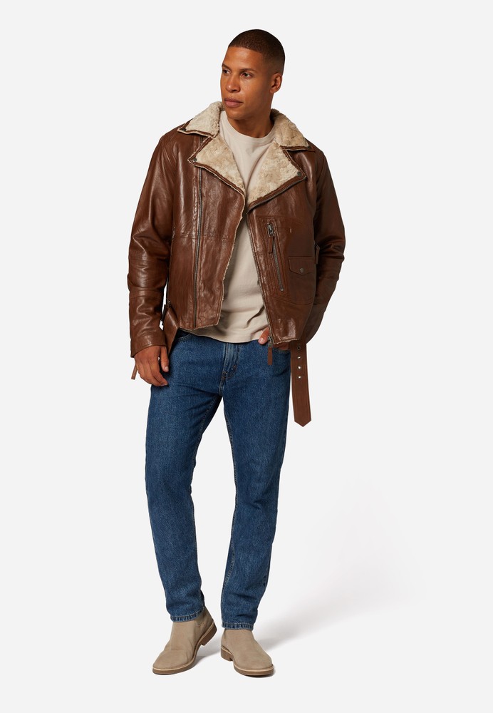 Men's leather jacket Harlem, cognac in 2 colors, Bild 2