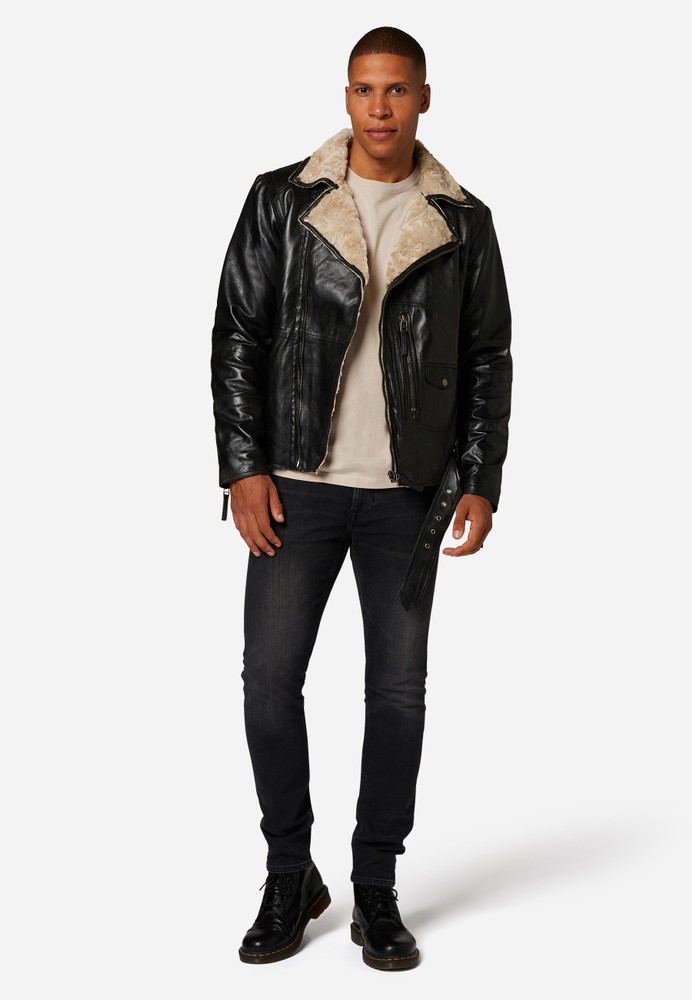 Men's leather jacket Harlem, black in 2 colors, Bild 2