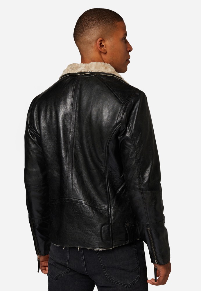 Men's leather jacket Harlem, black in 2 colors, Bild 3