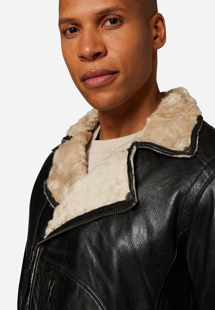 Men's leather jacket Harlem, black in 2 colors, Bild 4