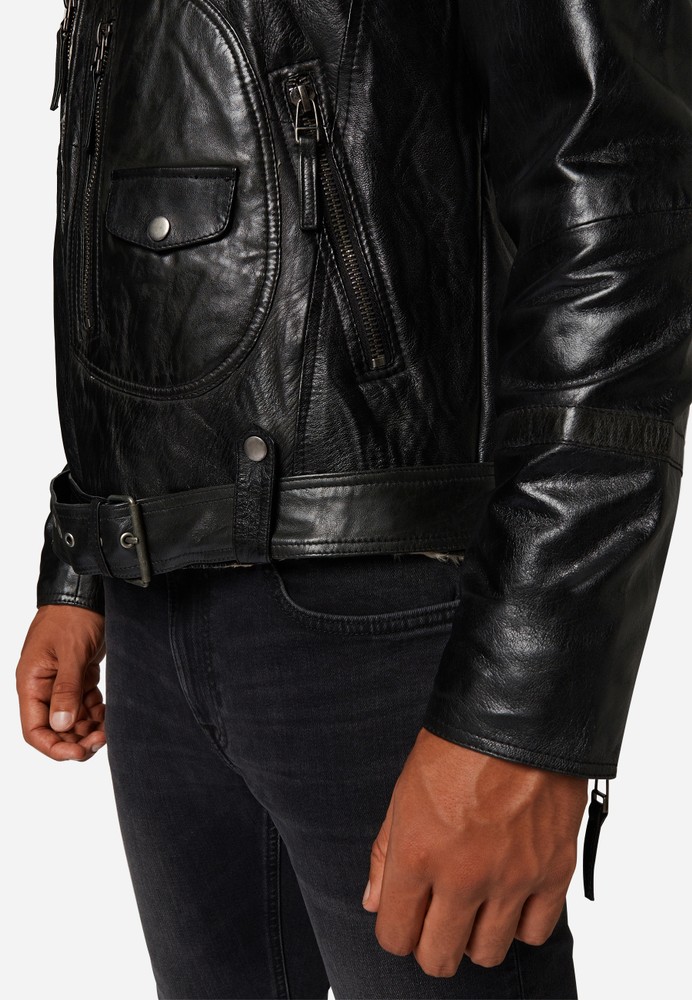 Men's leather jacket Harlem, black in 2 colors, Bild 5