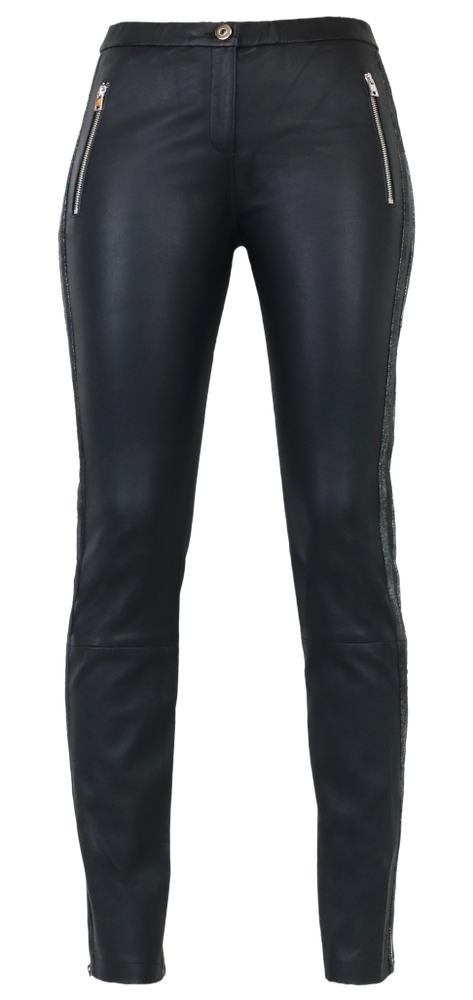 Ladies leather pants Havana (stretch), Black in 3 colors, Bild 1