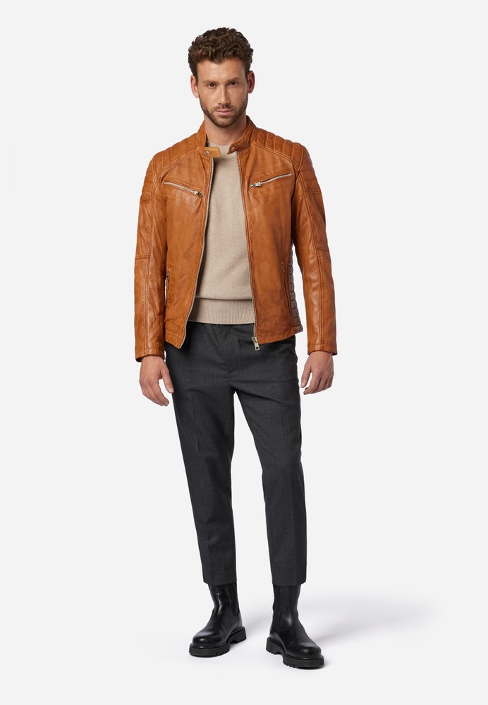 Men's leather jacket Cooper, Cognac Brown in 6 colors, Bild 2