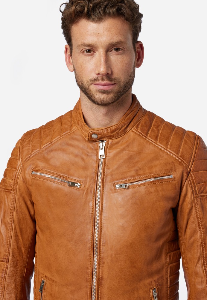 Men's leather jacket Cooper, Cognac Brown in 6 colors, Bild 4