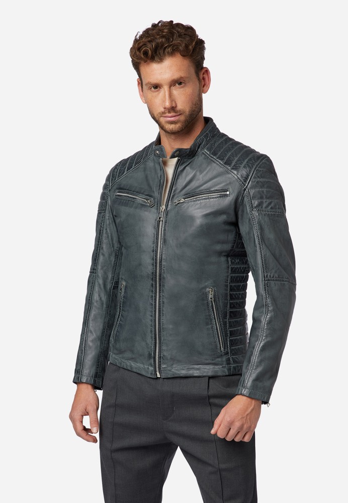 Men's leather jacket Cooper, gray in 6 colors, Bild 1