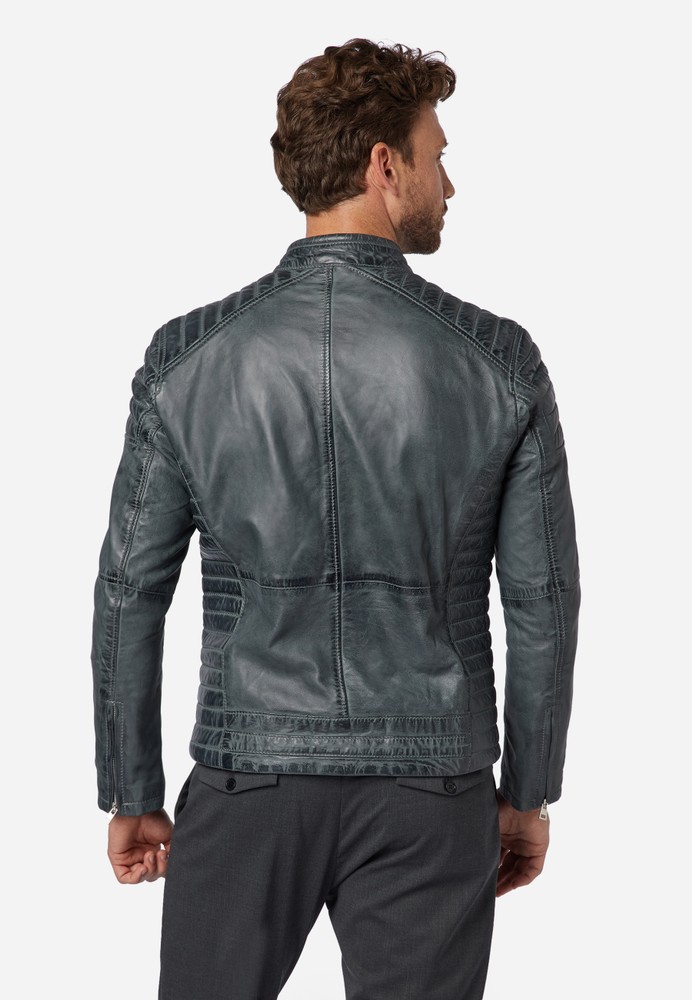 Men's leather jacket Cooper, gray in 6 colors, Bild 3