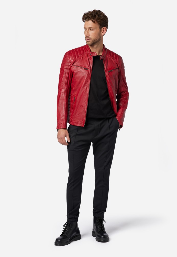 Men's leather jacket Cooper, red in 6 colors, Bild 2