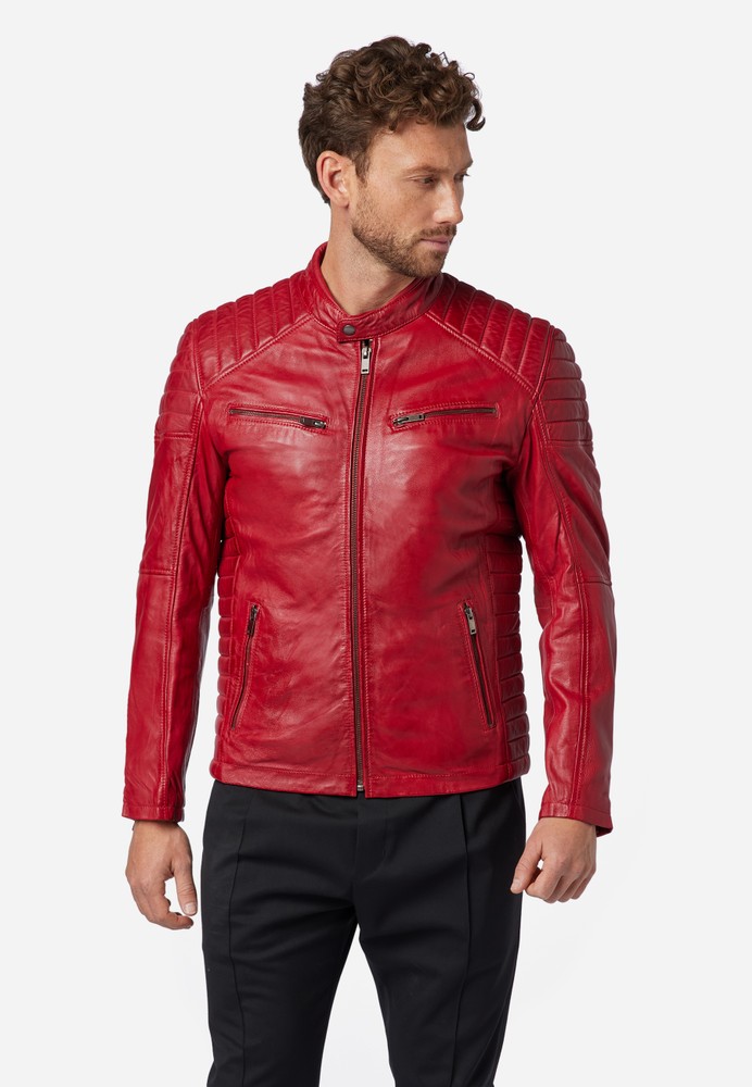 Men's leather jacket Cooper, red in 6 colors, Bild 1