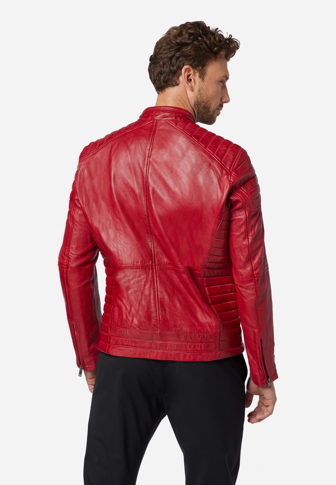 Men's leather jacket Cooper, red in 6 colors, Bild 3
