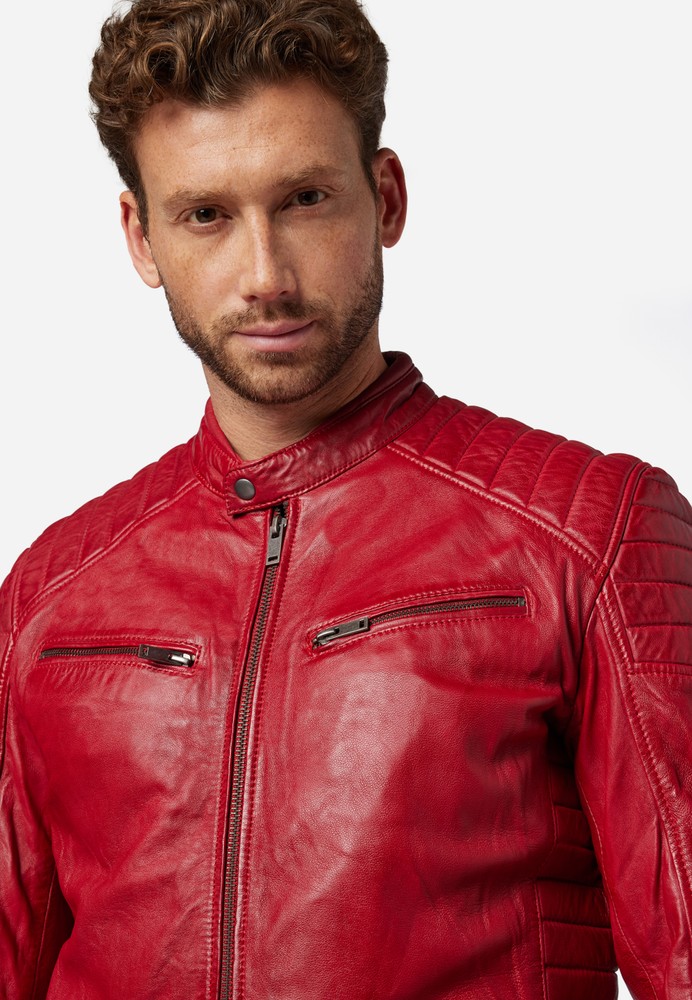 Men's leather jacket Cooper, red in 6 colors, Bild 5