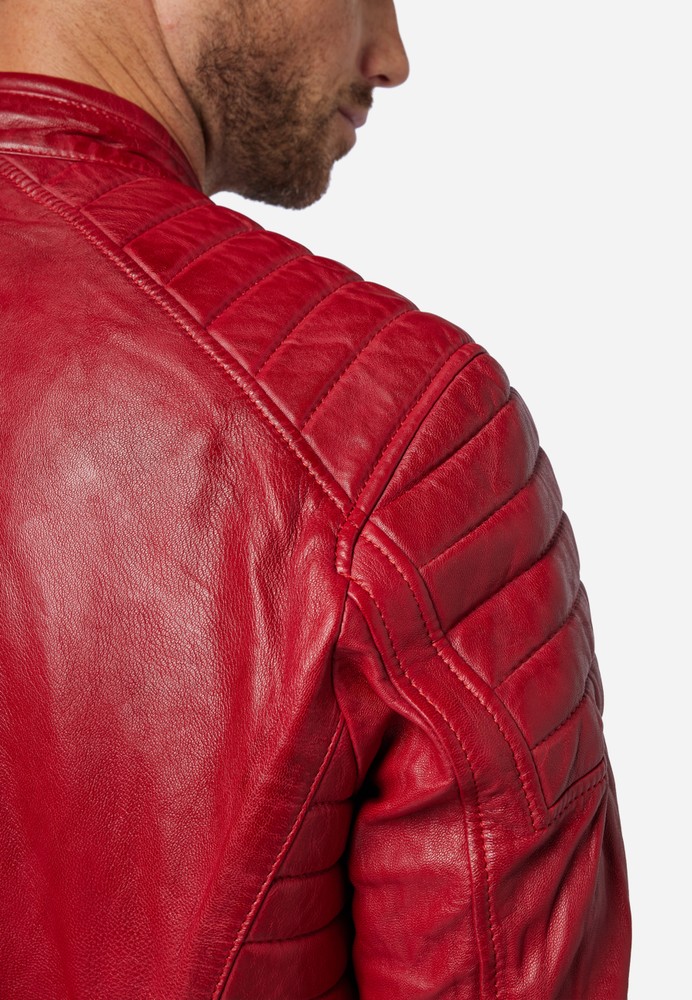 Men's leather jacket Cooper, red in 6 colors, Bild 4