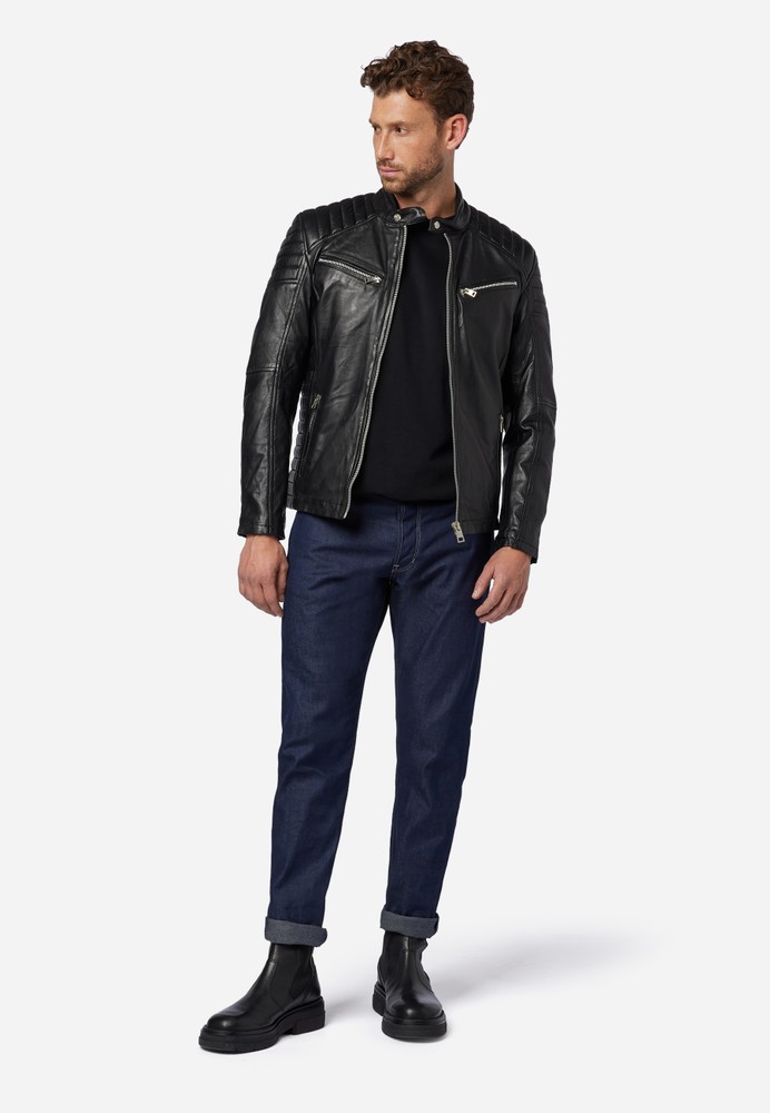 Men's leather jacket Cooper, black in 6 colors, Bild 2