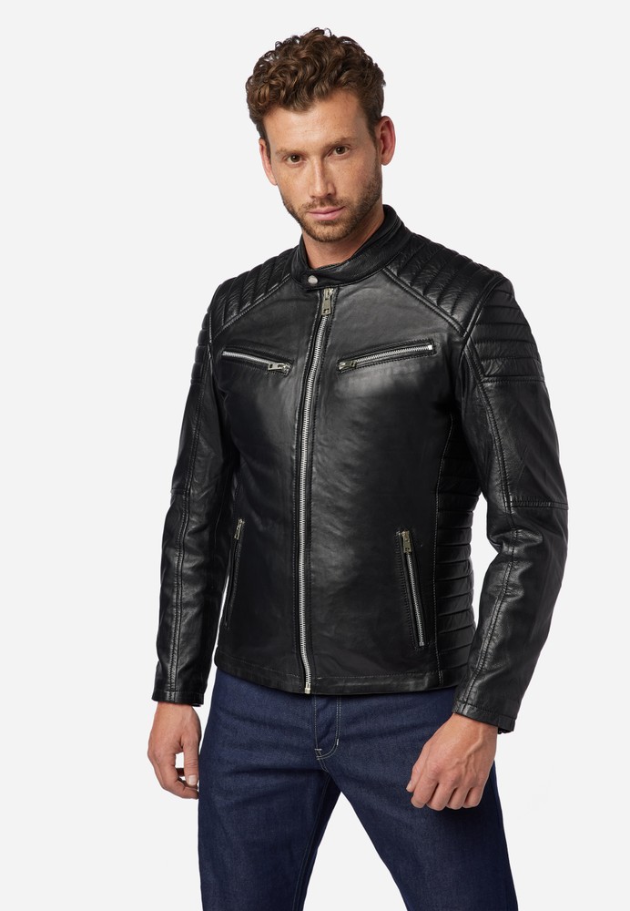 Men's leather jacket Cooper, black in 6 colors, Bild 1