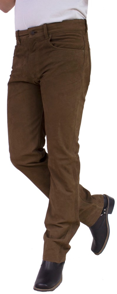 Herren-Lederhose Jeans 01 (Nubuk), Hellbraun in 5 Farben, Bild 3