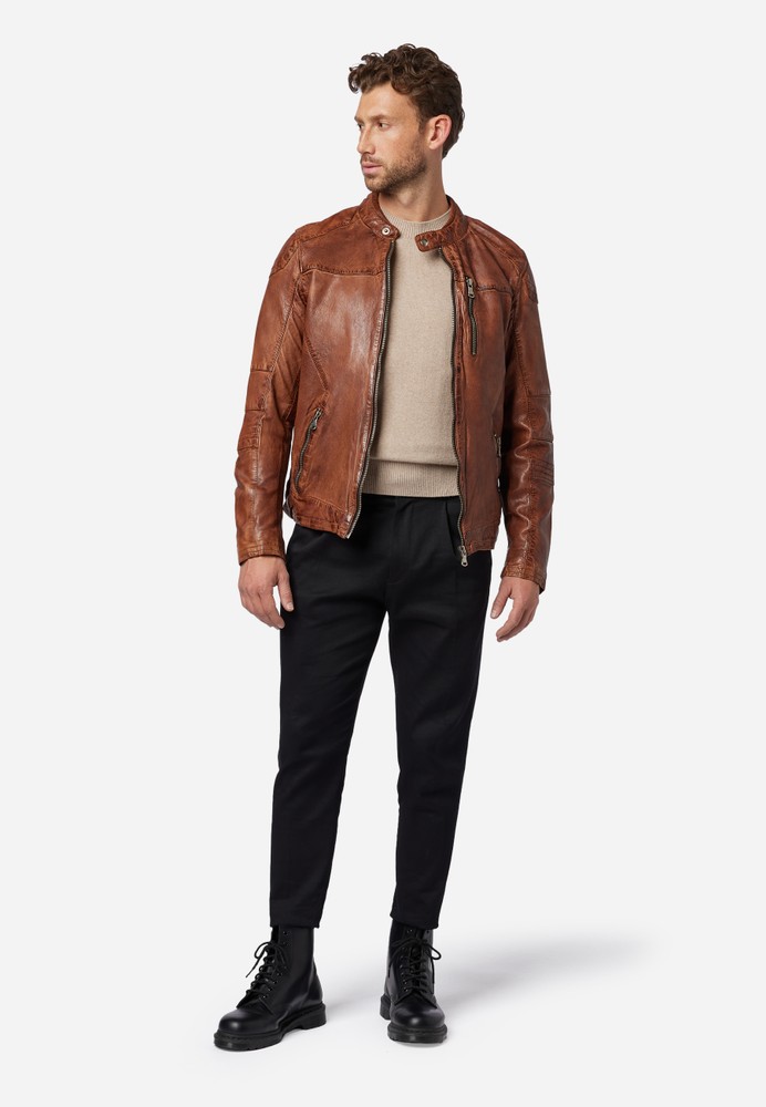 Men's leather jacket Josh, cognac in 3 colors, Bild 2