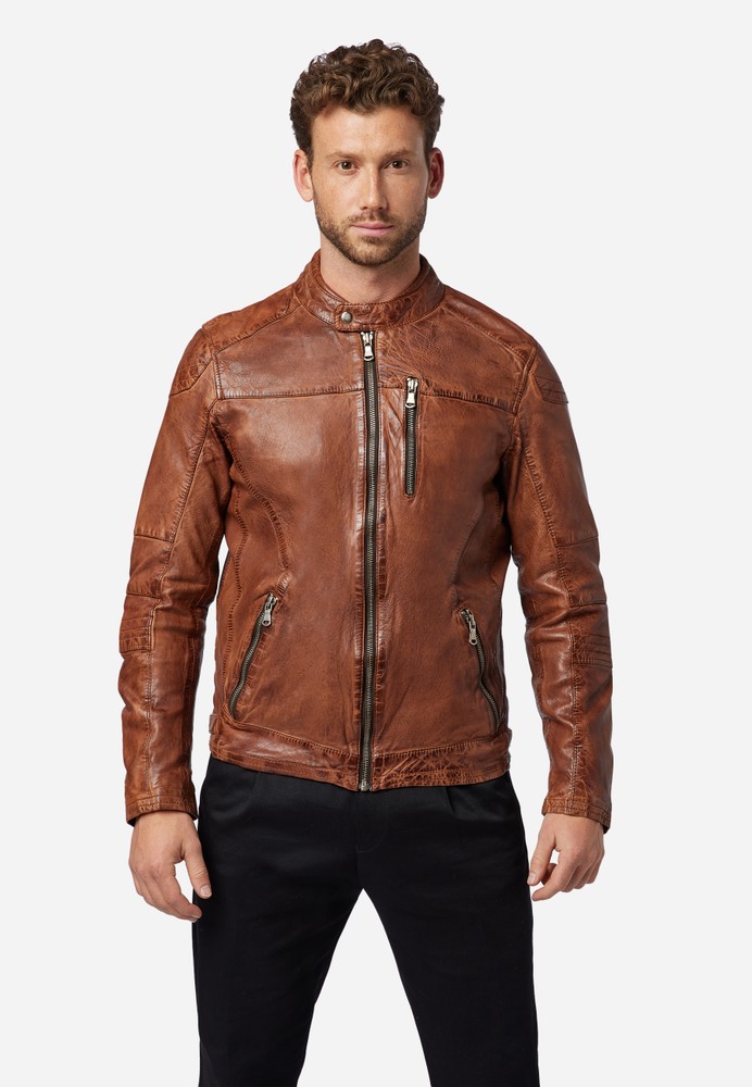 Men's leather jacket Josh, cognac in 3 colors, Bild 1