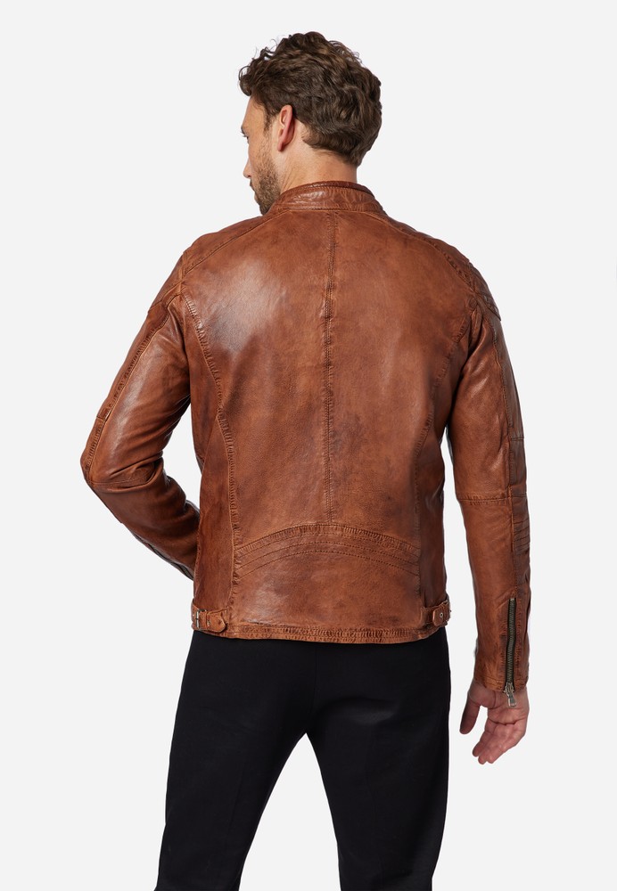 Men's leather jacket Josh, cognac in 3 colors, Bild 3