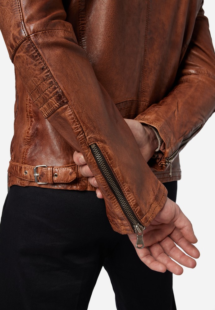 Men's leather jacket Josh, cognac in 3 colors, Bild 5