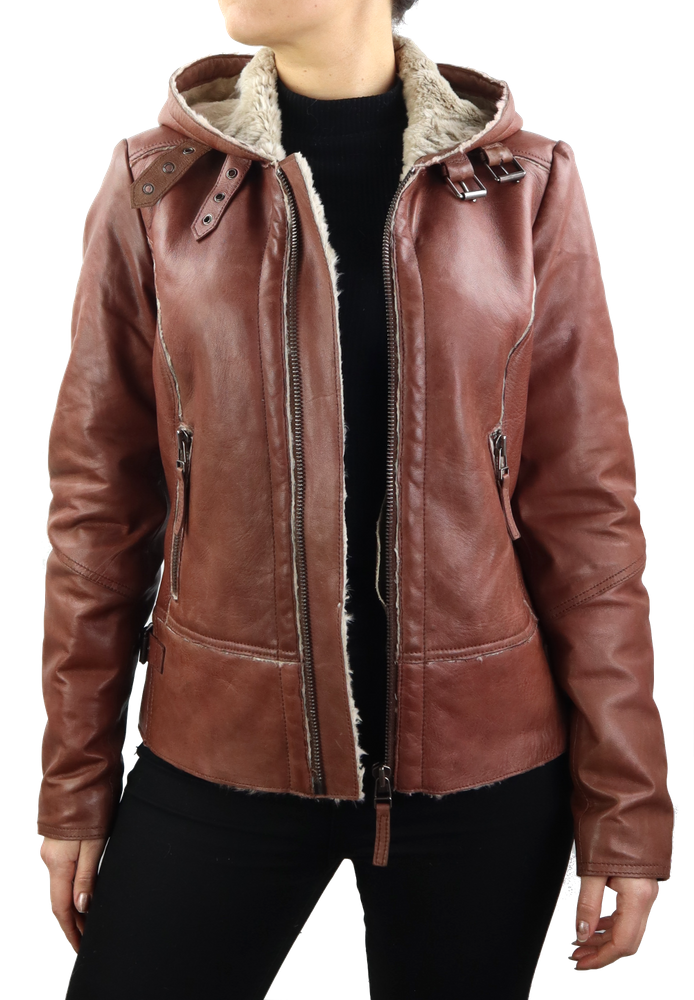 Damen-Lederjacke Jule, Cognac in 4 Farben, Bild 4