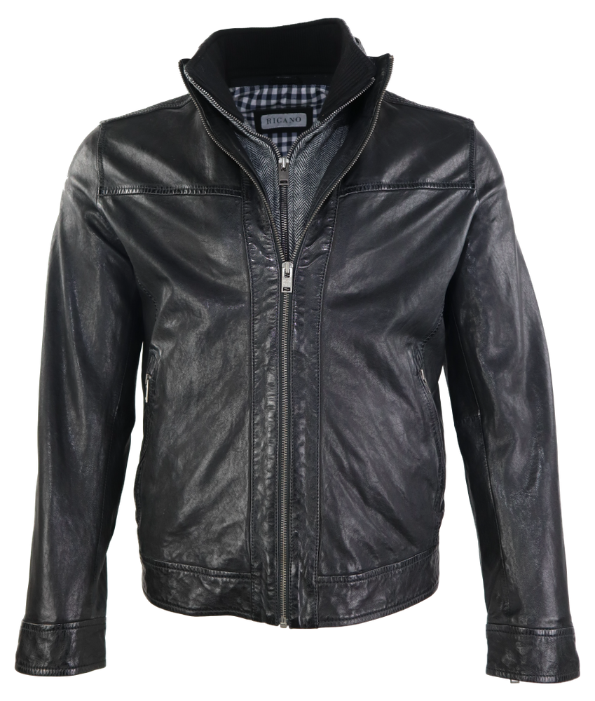 Men's leather jacket Kai, black in 2 colors, Bild 2