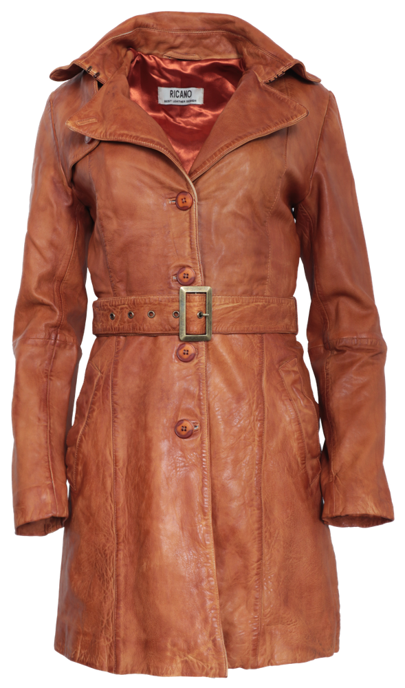 Damen-Ledermantel Kate, Cognac Braun in 2 Farben, Bild 1