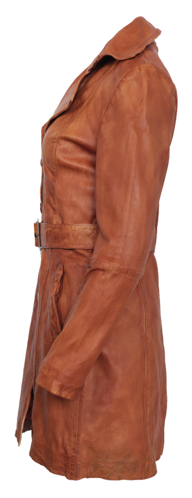Damen-Ledermantel Kate, Cognac Braun in 2 Farben, Bild 2